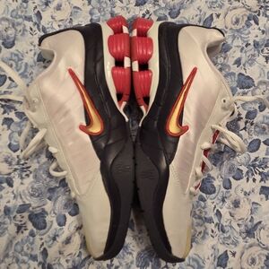 Nike White Black Red Air Shox Sneakers